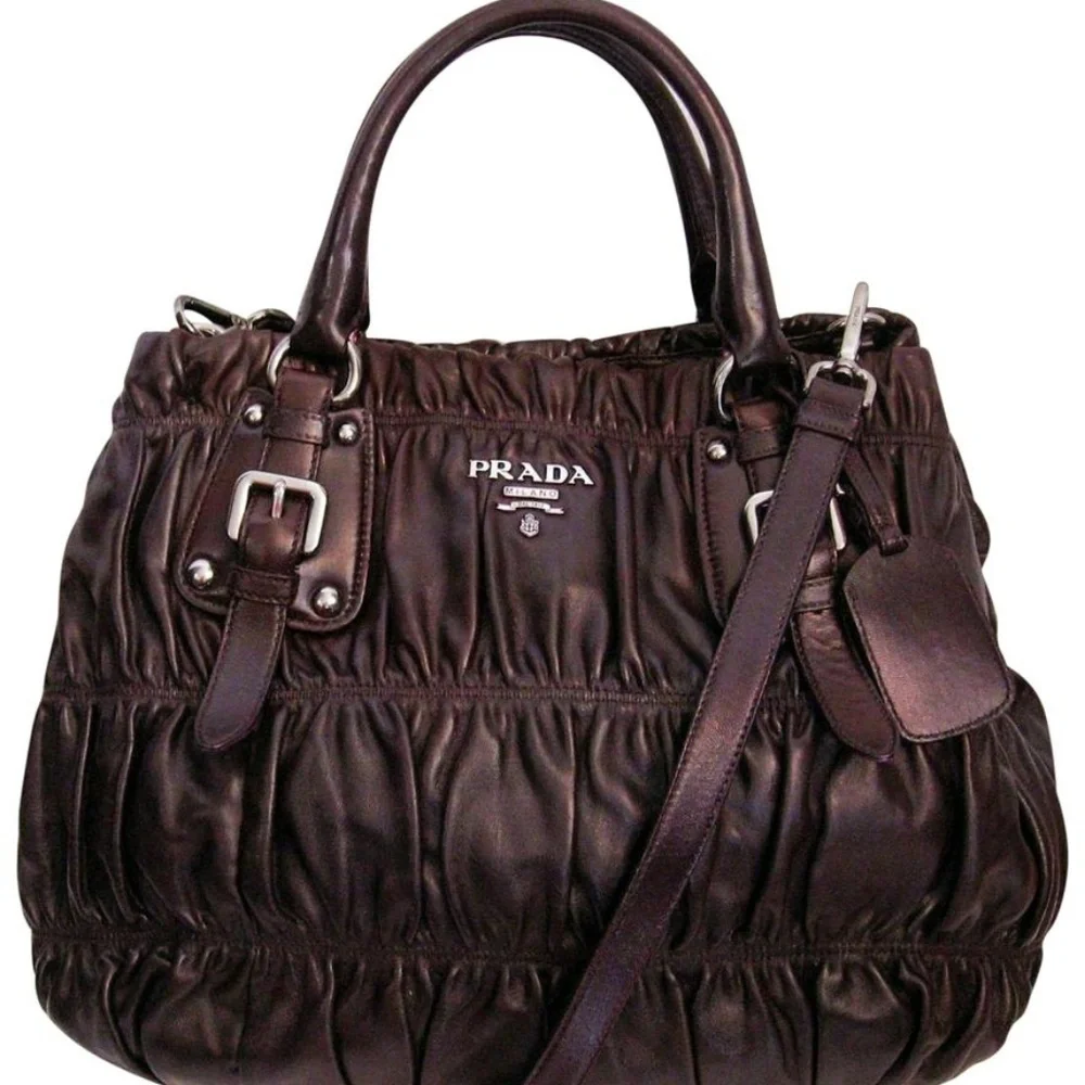 Prada Nappa Gaufre Aubergine Leather Tote